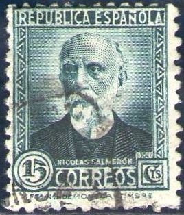 España 1932 657 Sello º Nicolás Salmeron 15c c/nº control dorso Republica Española Timbre Espagne Spain Spagna Espana Espanha Spanje Spanien Spanie Stamps Briefmarke Francobolli Timbre Postal Postzegel Selo Postal